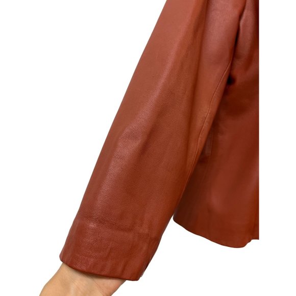 Simulassao Soft Leather Jacket Orange Fall - Picture 3 of 11